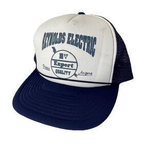 VTG 80s Reynolds Electric Phoenix Arizona Trucker SnapBack Navy White Hat Retro